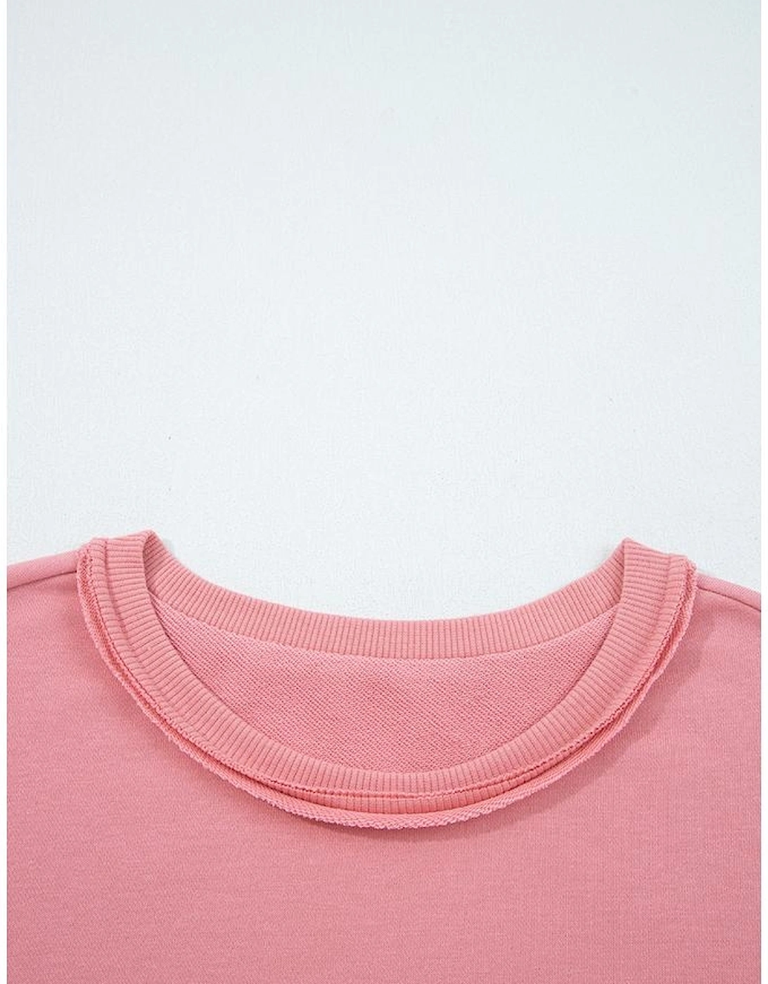 Peach Blossom Floral Applique Baggy Pullover Sweatshirt