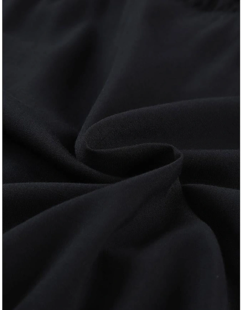 Black Ruffled 3/4 Sleeve V Neck Babydoll Mini Dress