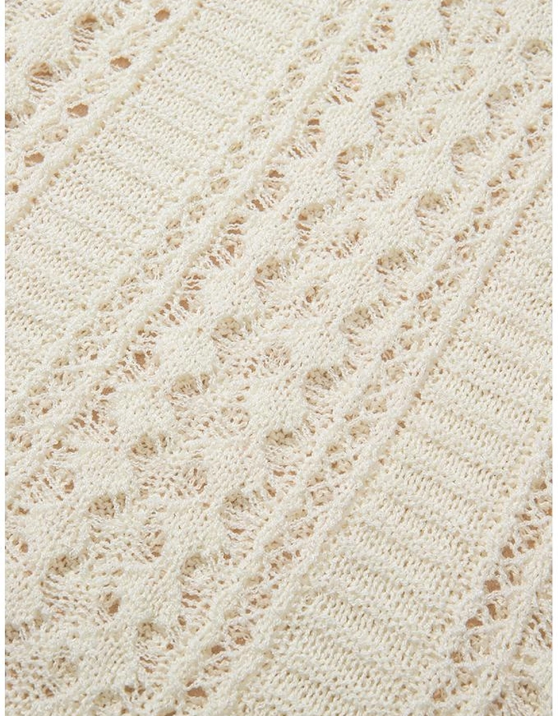 Azura Exchange White Hollow Out Knit Bracelet Sleeve Drop Shoulder Sweater