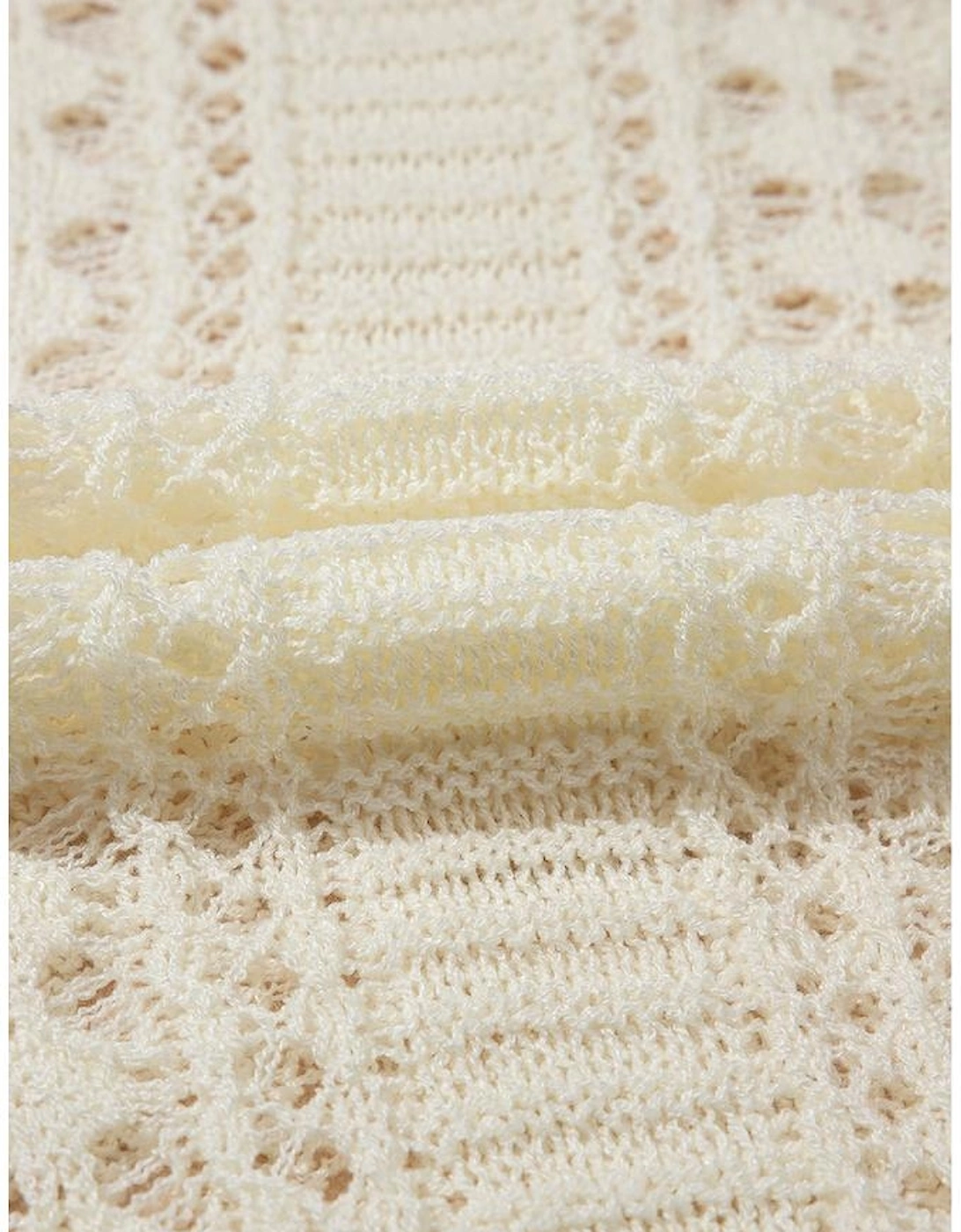 Azura Exchange White Hollow Out Knit Bracelet Sleeve Drop Shoulder Sweater, 10 of 9