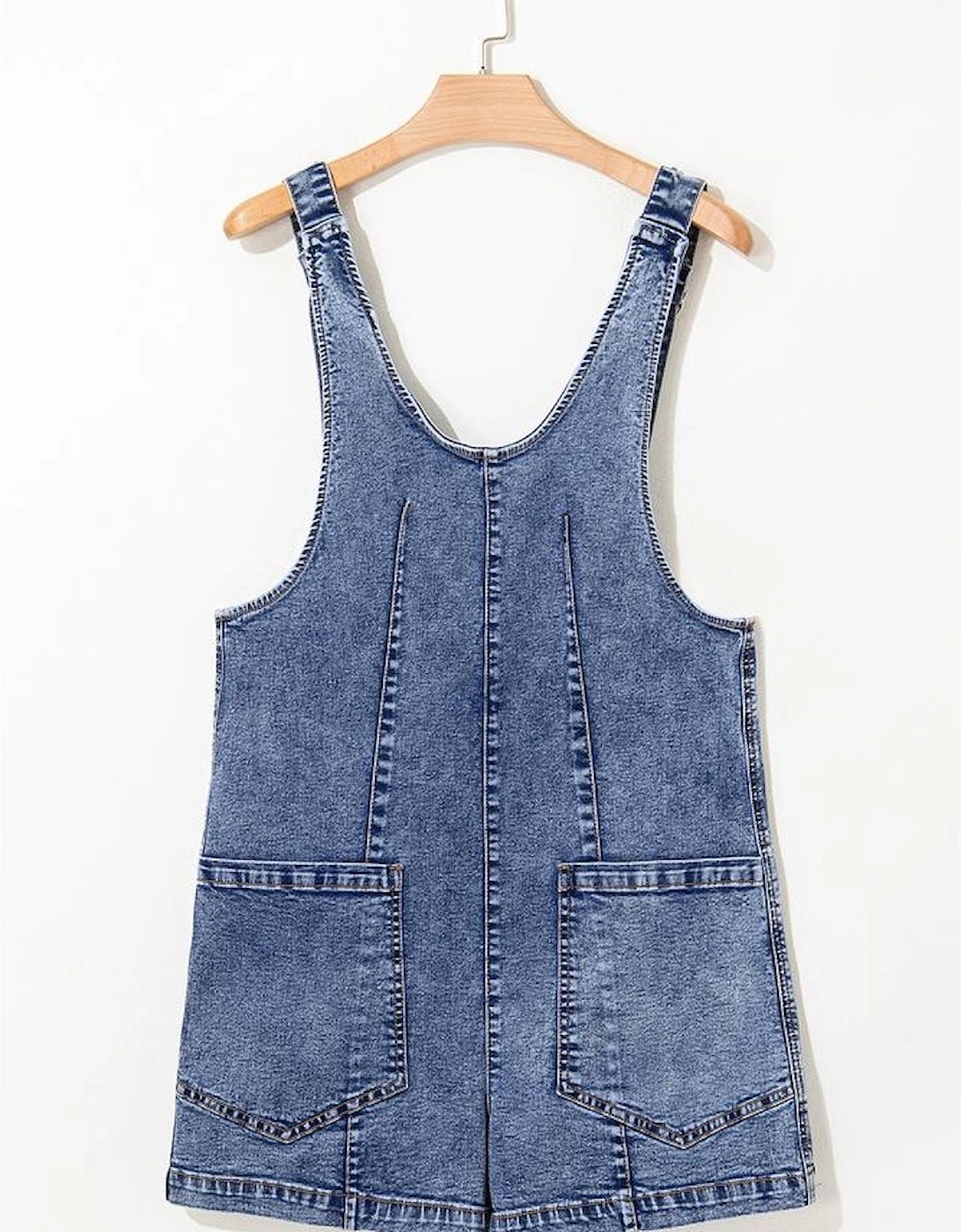 Dusk Blue Sleeveless U Neck Patched Pocket Denim Romper