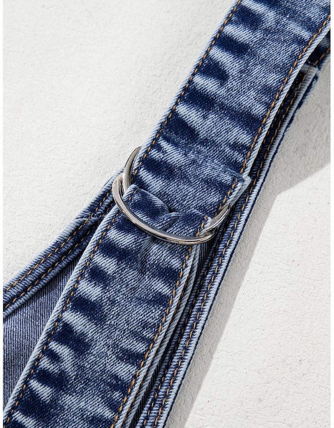 Dusk Blue Sleeveless U Neck Patched Pocket Denim Romper