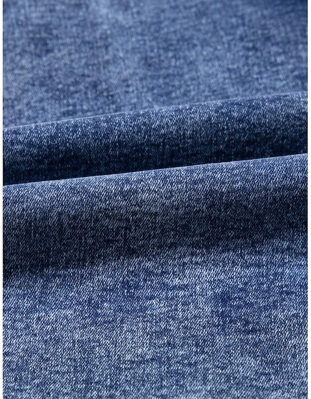 Dusk Blue Sleeveless U Neck Patched Pocket Denim Romper