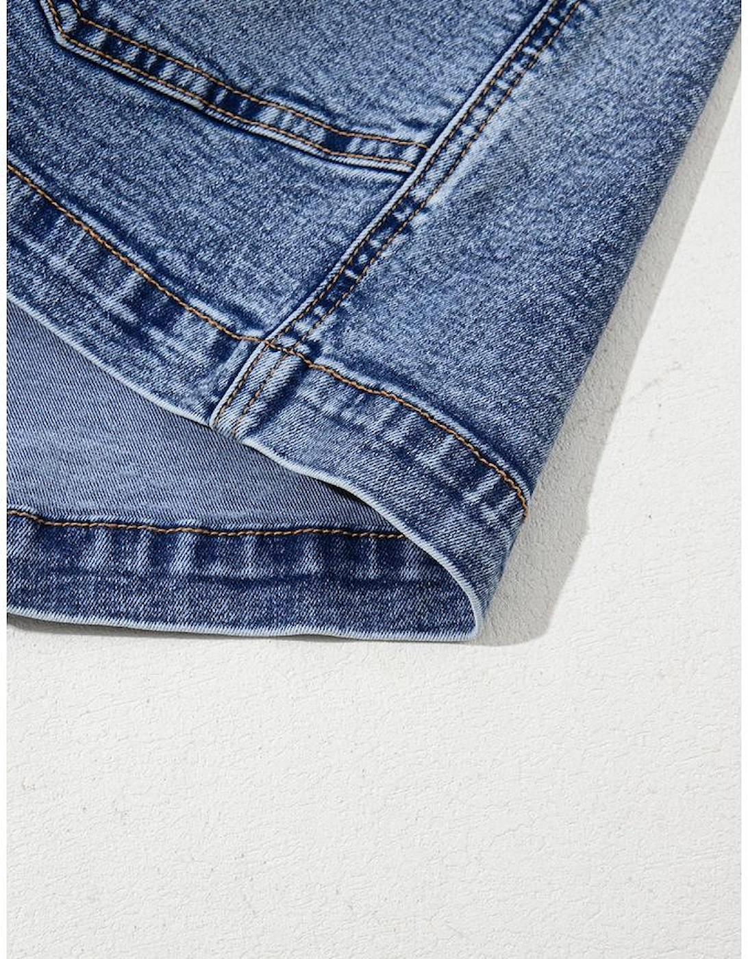 Dusk Blue Sleeveless U Neck Patched Pocket Denim Romper