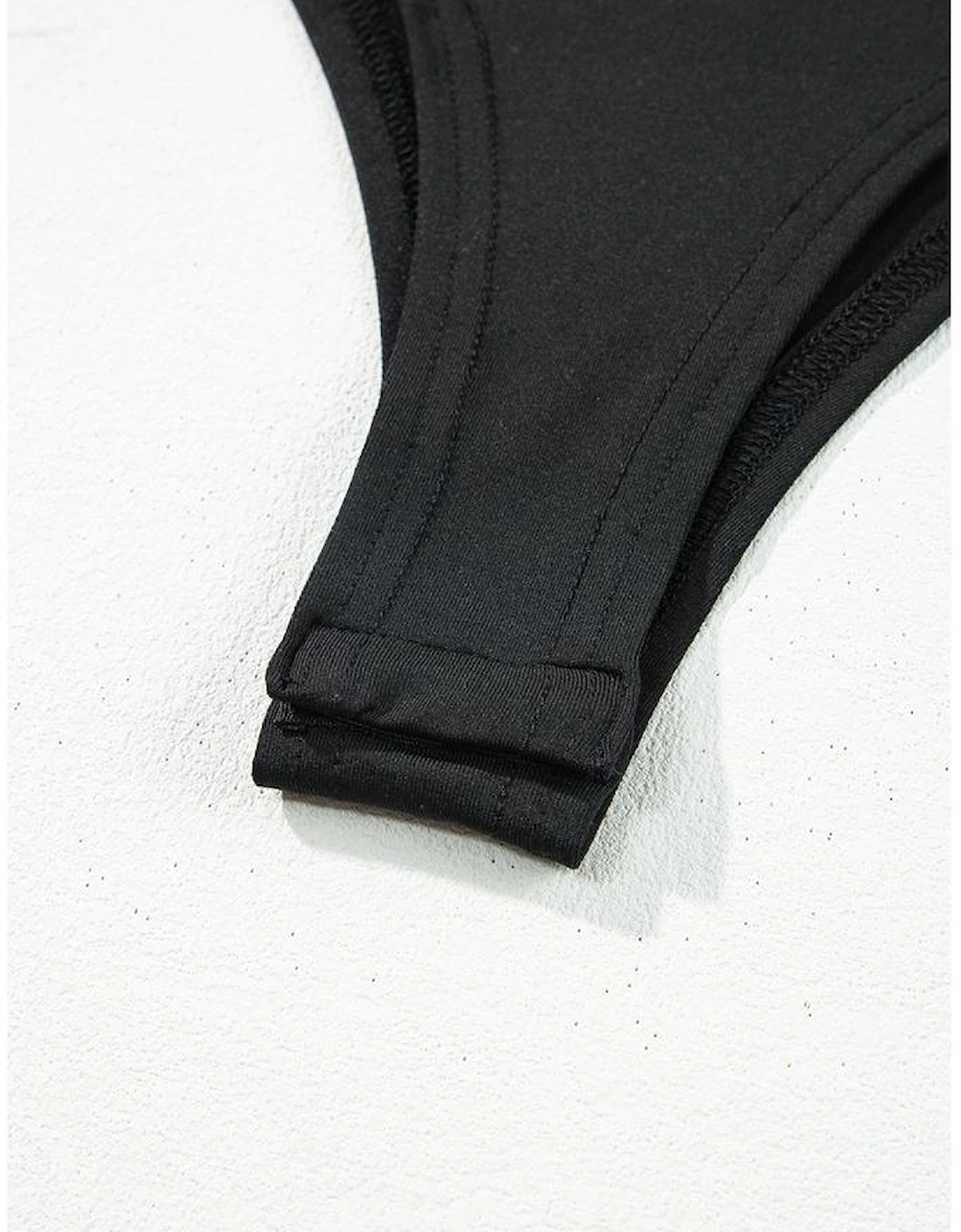 Black Frenchy Contrast Lace Bishop Sleeve Bodysuit