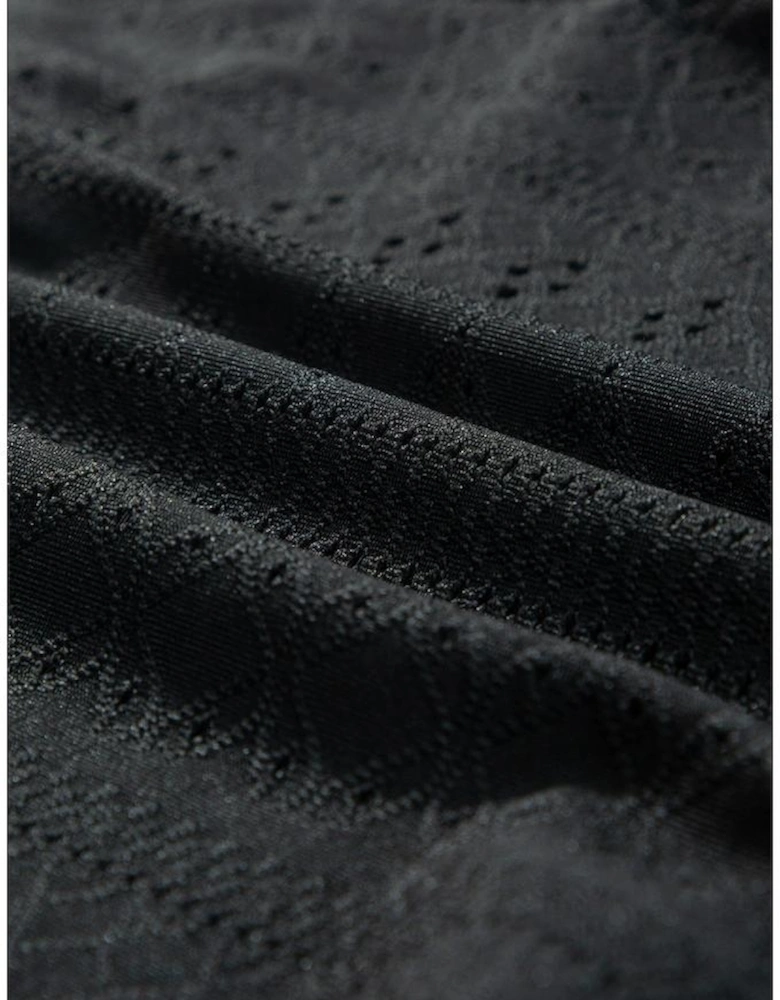 Black Frenchy Contrast Lace Bishop Sleeve Bodysuit