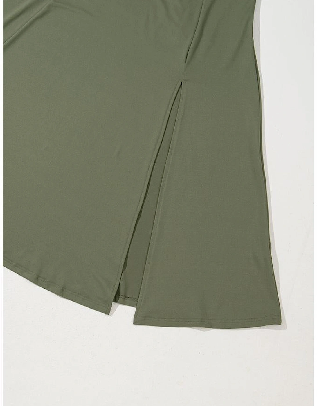 Four Leaf Clover Sleeveless Scoop Neck Flared Split Midi Dress