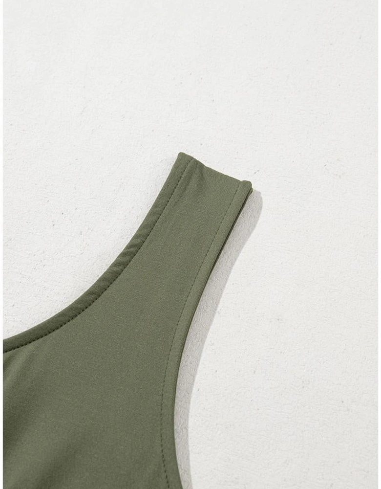 Four Leaf Clover Sleeveless Scoop Neck Flared Split Midi Dress