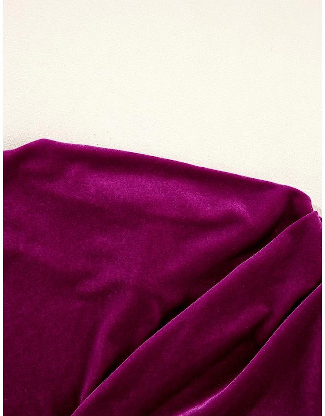 Pitaya Pink Velvet Mock Neck Ruched Long Sleeve Bodycon Dress