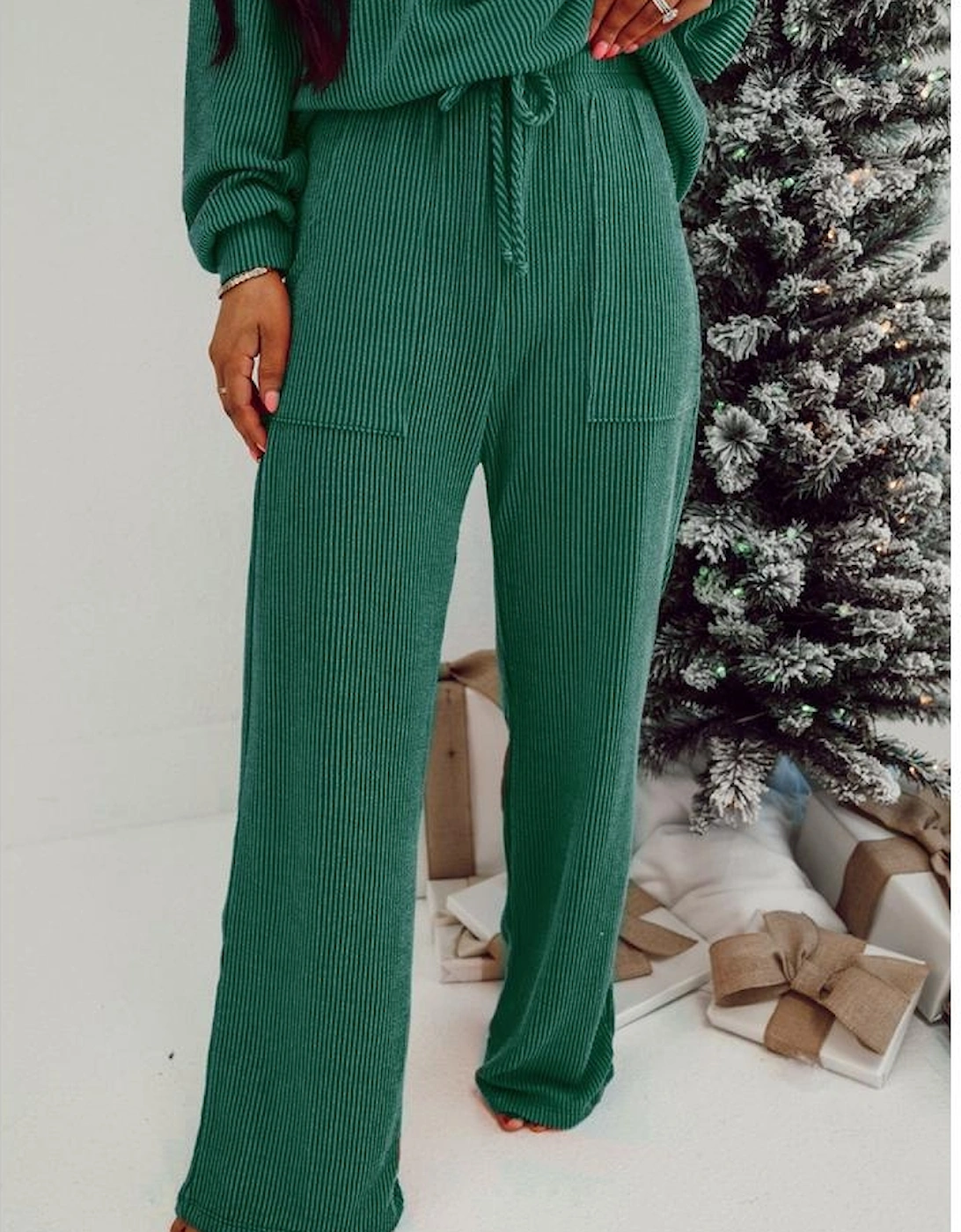 Evergreen JOLLY Corded Long Sleeve Top and Pockets Pants Set