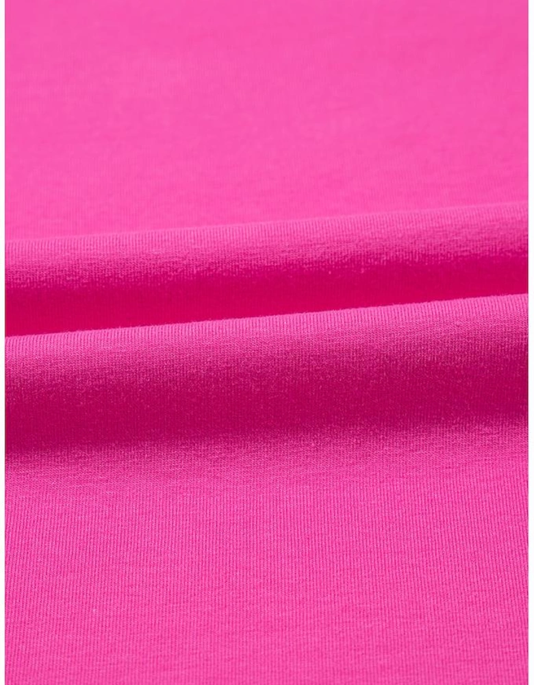 Strawberry Pink Casual Round Neck Bubble Sleeve T-shirt