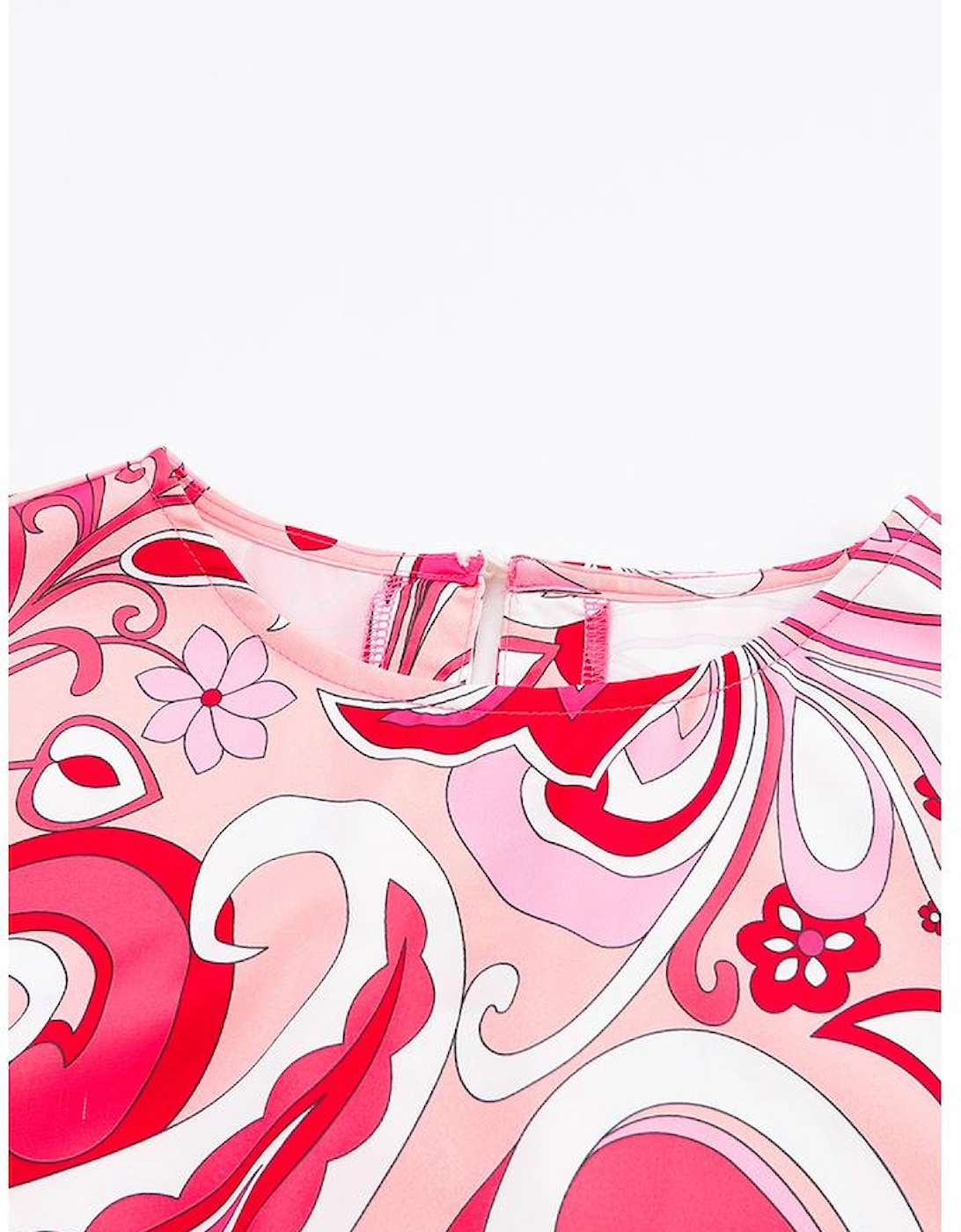 Paisley Printed Button Keyhole Back Belted Mini Dress