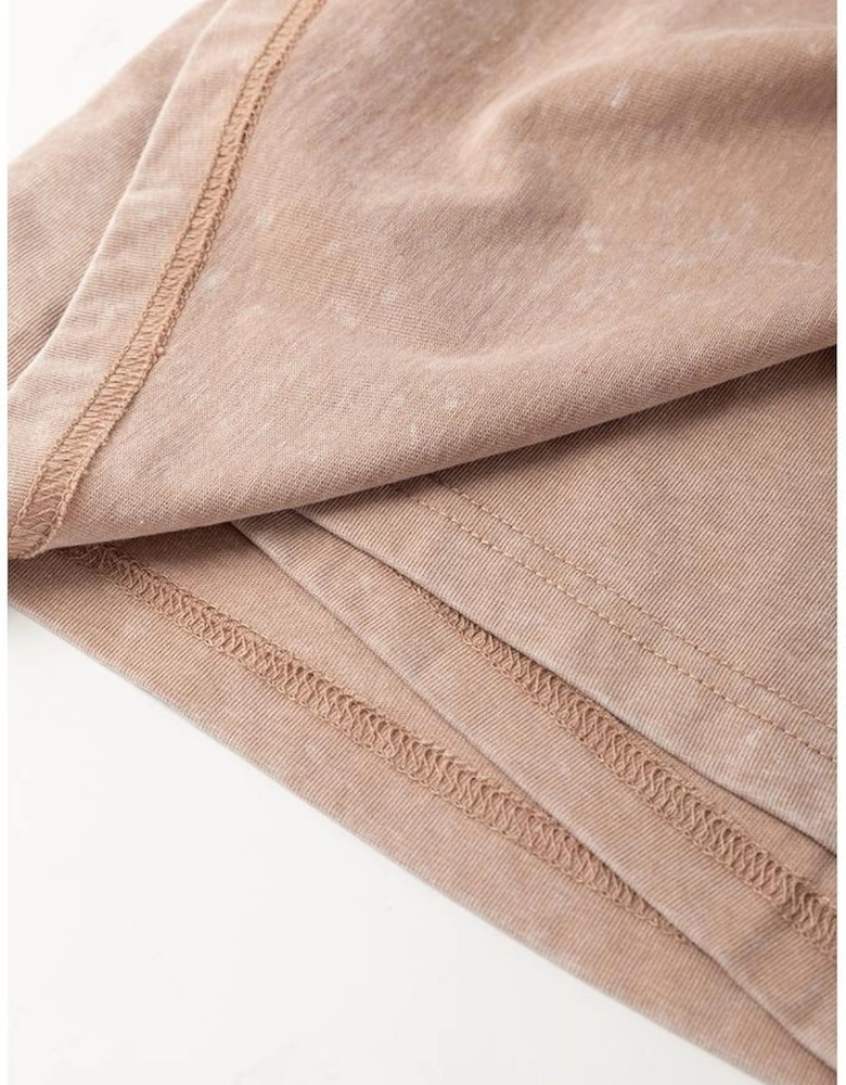 Smoke Gray 2 Pieces Mineral Wash Cotton Tank Top Lined Split Skirt Set