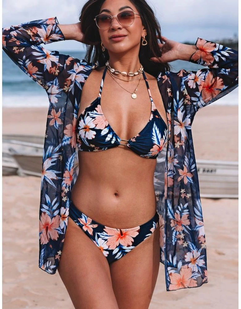 Azura Exchange Floral Bikini Set with Swimsuit Cover Up