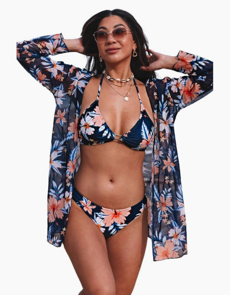 Azura Exchange Floral Bikini Set with Swimsuit Cover Up