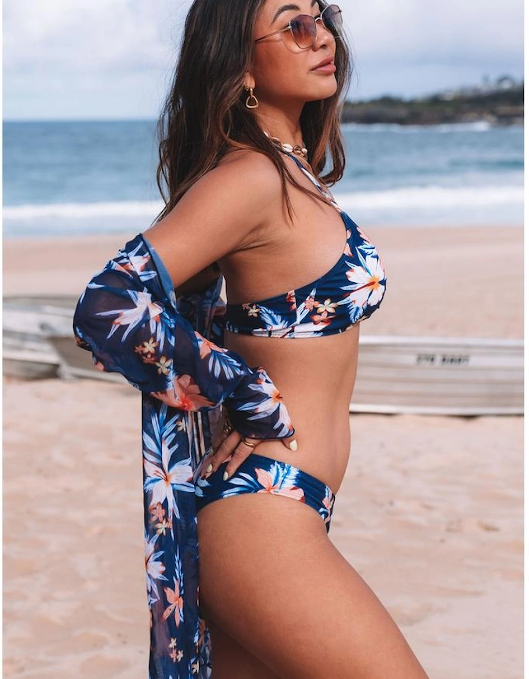 Azura Exchange Floral Bikini Set with Swimsuit Cover Up
