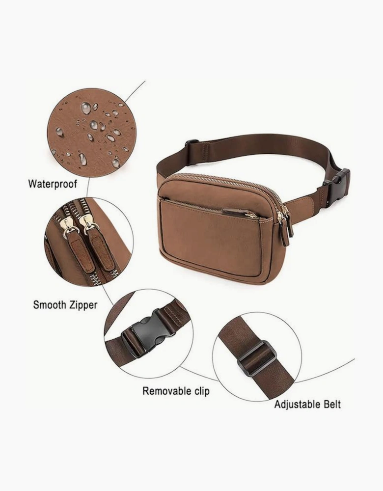 Azura Exchange Camel Minimalist Multi-zipped Crossbody Bag