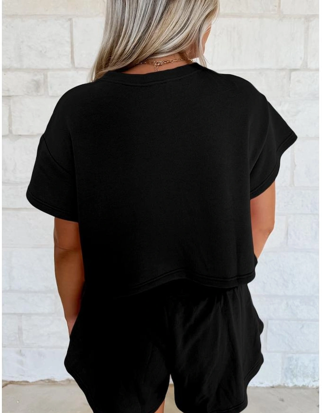 Black American Flag Inspired Bow Print Relaxed Tee and Skort 2pcs Outfit, 5 of 4