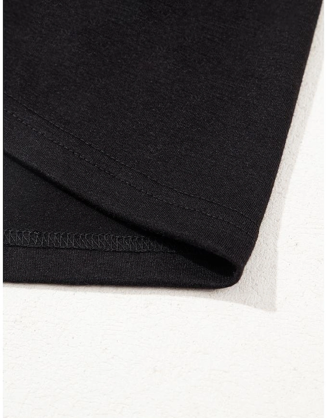 Black Hollow Out Embroidered Short Sleeve O Neck Top