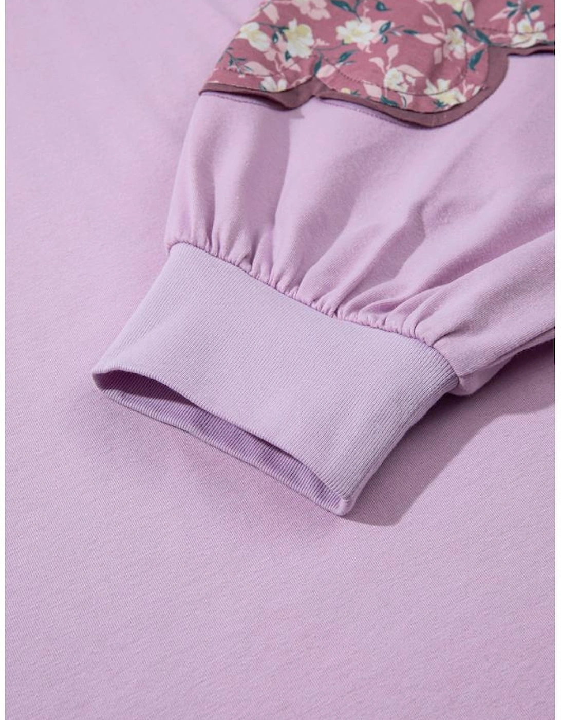 Phalaenopsis Flower Patch Colorblock Plus Size Pullover Top