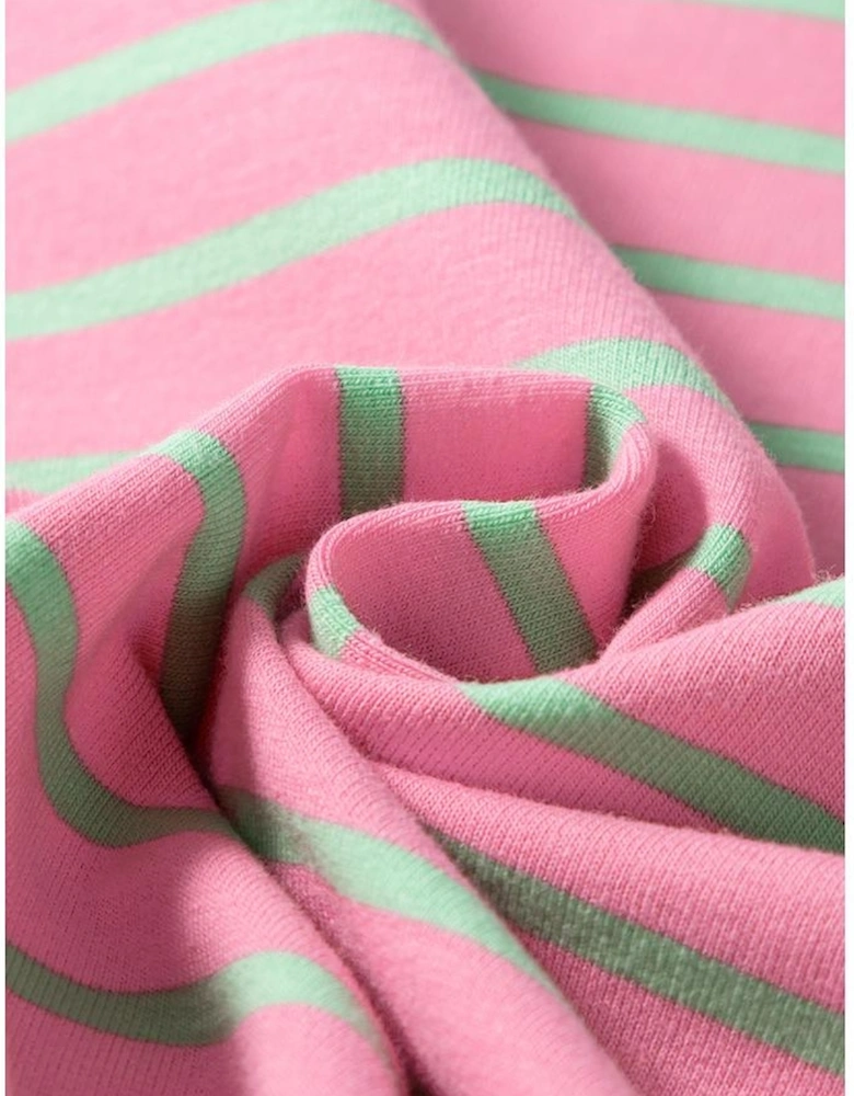 Sachet Pink Striped Crew Neck Cap Sleeve T Shirt