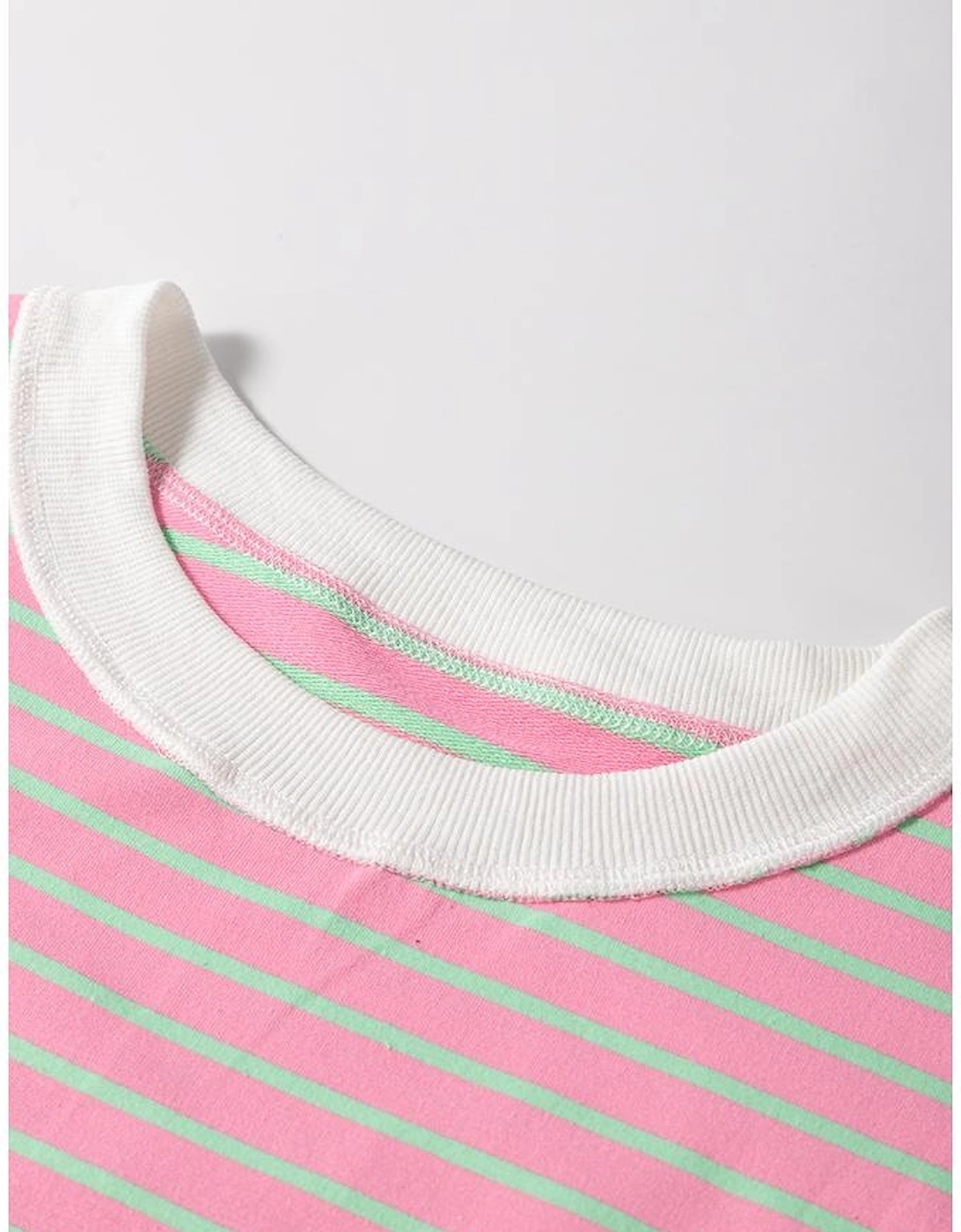 Sachet Pink Striped Crew Neck Cap Sleeve T Shirt