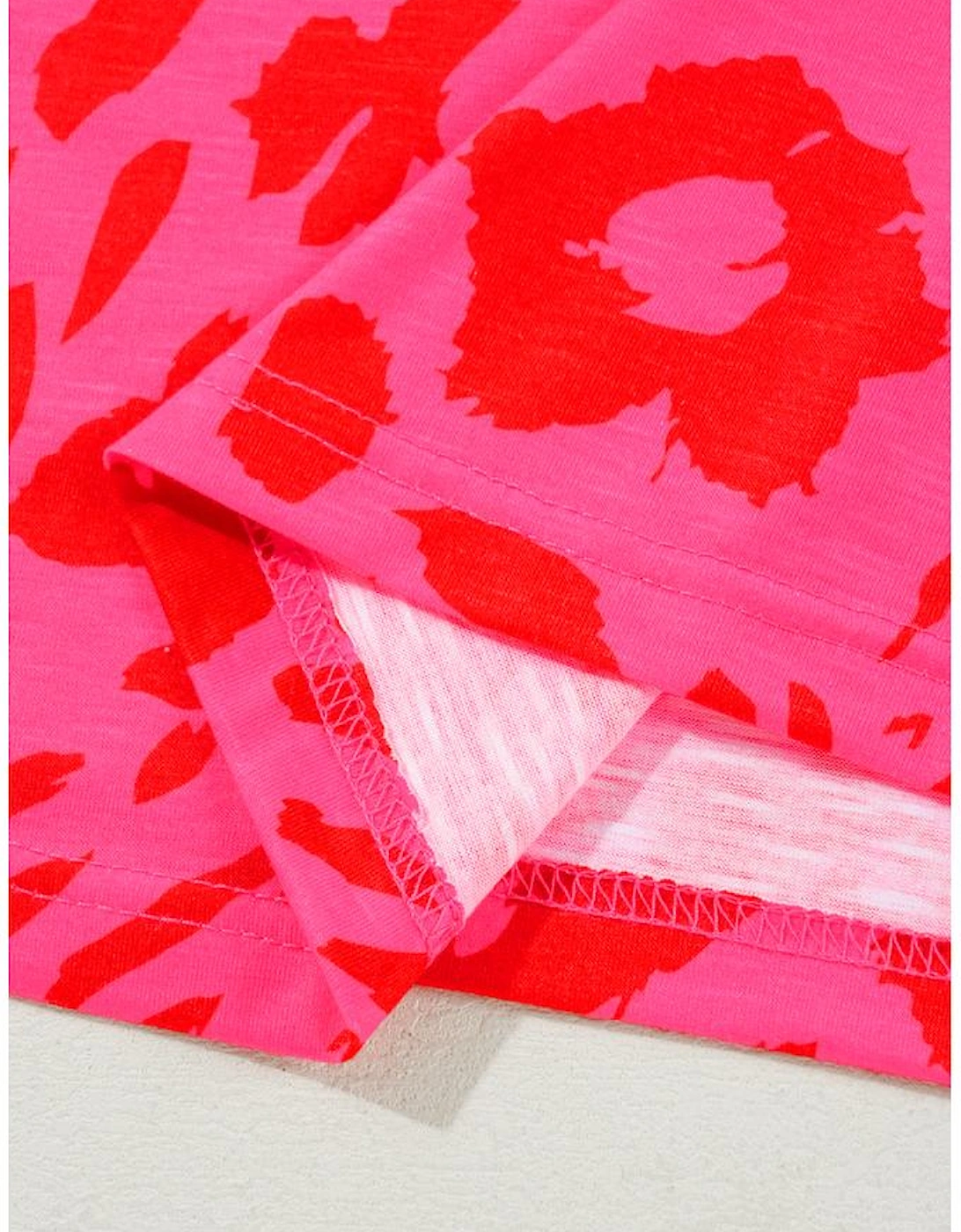 Rose Leopard Frilly V Neck Short Sleeve Blouse