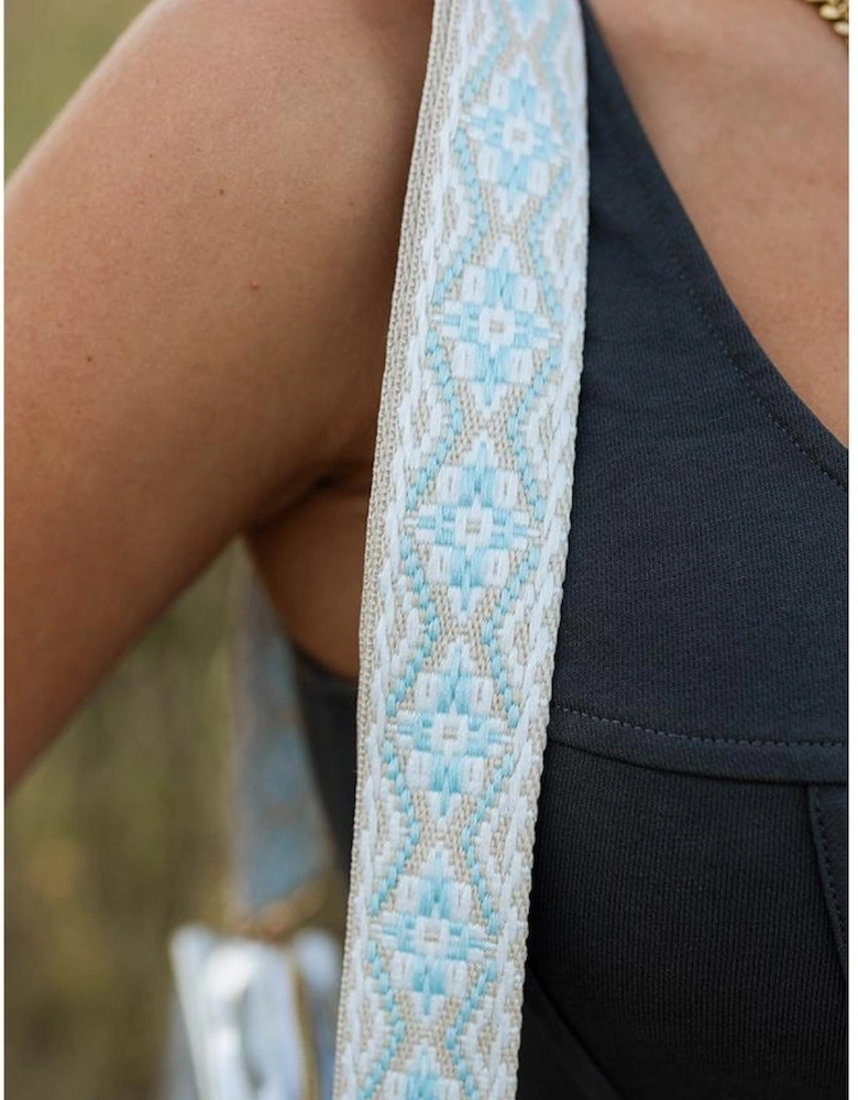 White Contrast Edge Tassel Geo Print Strap Clear Shoulder Bag