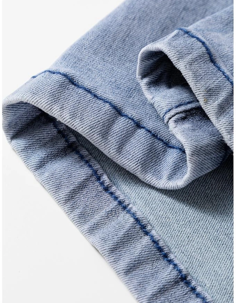 Beau Blue High Waist Button Zip Fly Bell Bottom Jeans