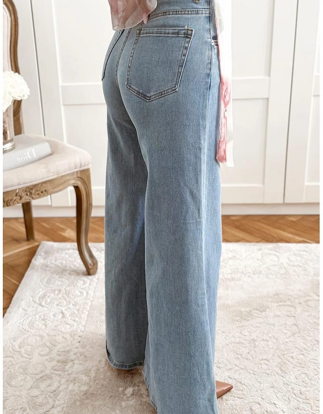 Beau Blue High Waist Button Zip Fly Bell Bottom Jeans, 10 of 9