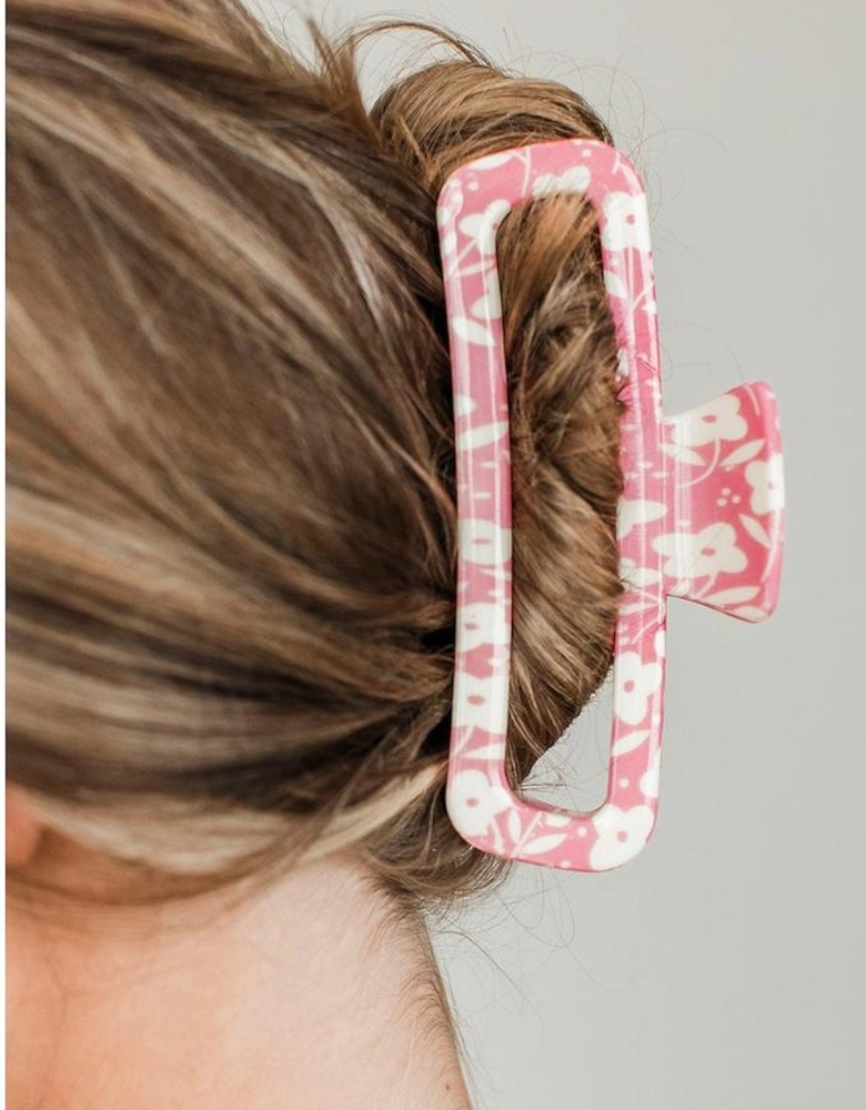 Azura Exchange Pink Floral Printed Hollow Out Claw Clip