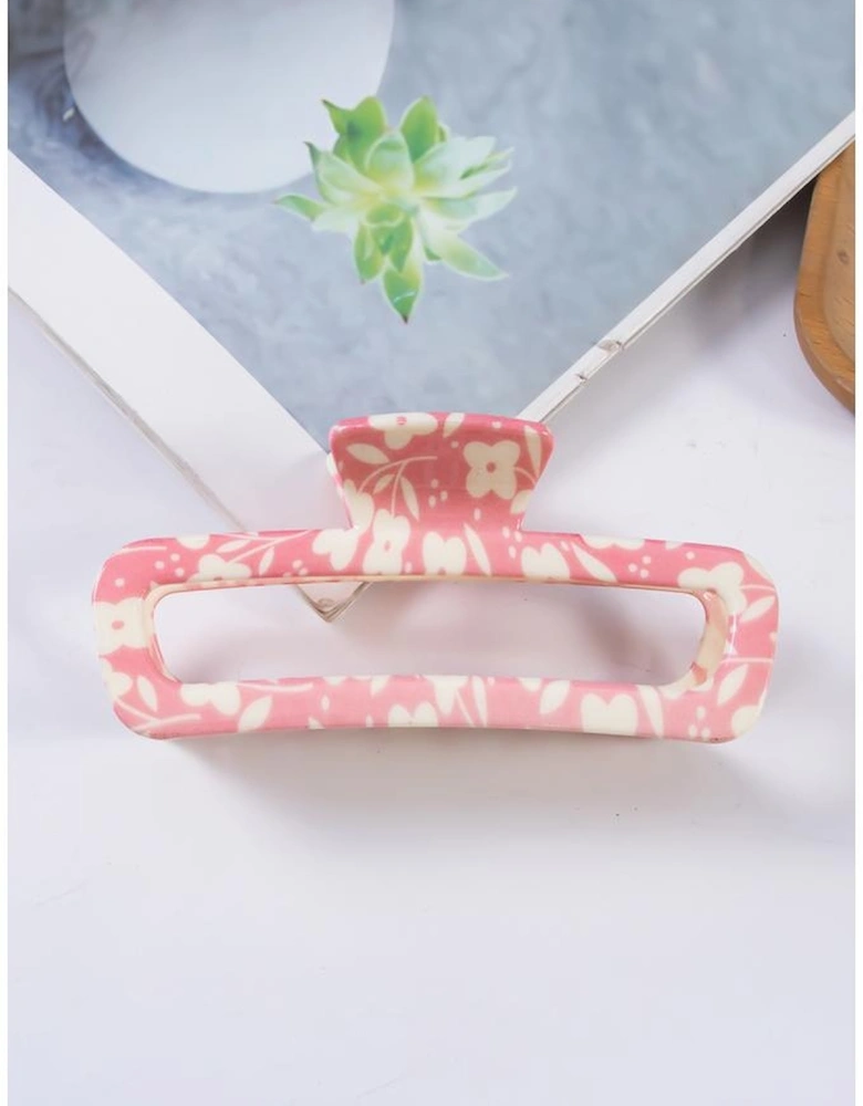 Azura Exchange Pink Floral Printed Hollow Out Claw Clip