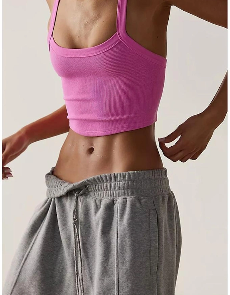 Bonbon Athletic Ribbed Cropped Cami Top