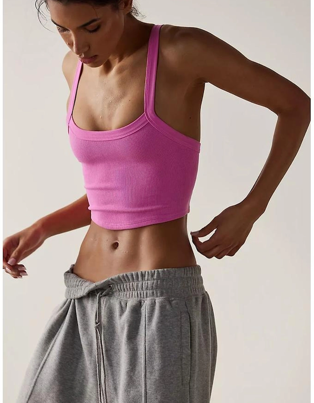 Bonbon Athletic Ribbed Cropped Cami Top