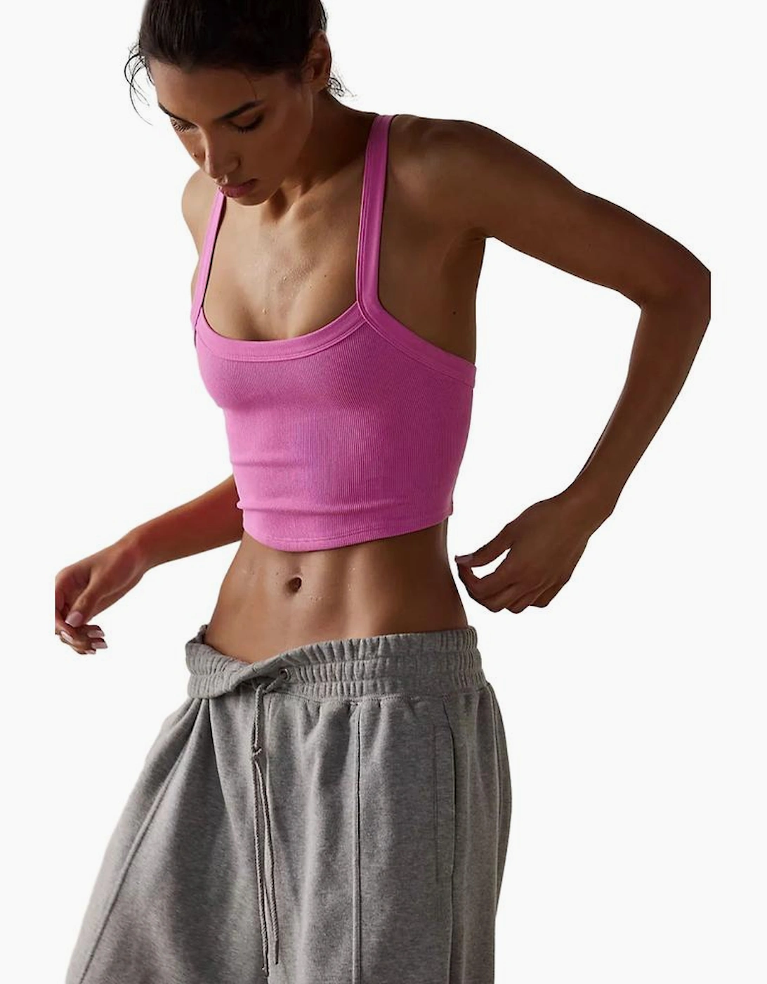Bonbon Athletic Ribbed Cropped Cami Top