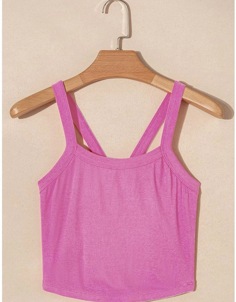 Bonbon Athletic Ribbed Cropped Cami Top