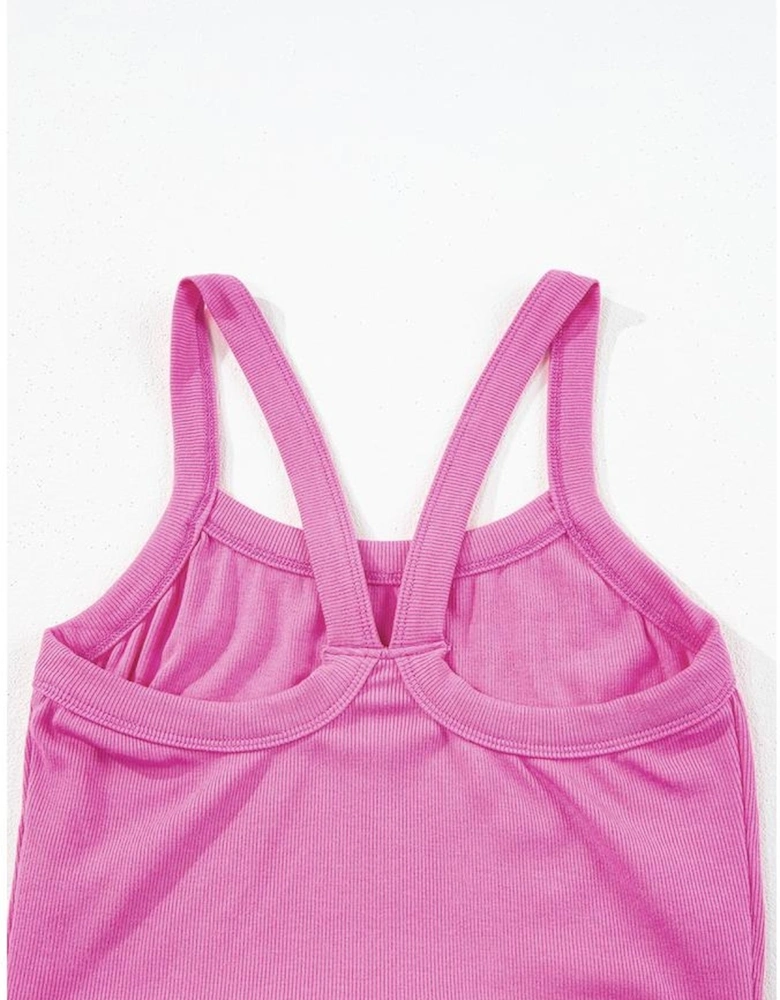 Bonbon Athletic Ribbed Cropped Cami Top
