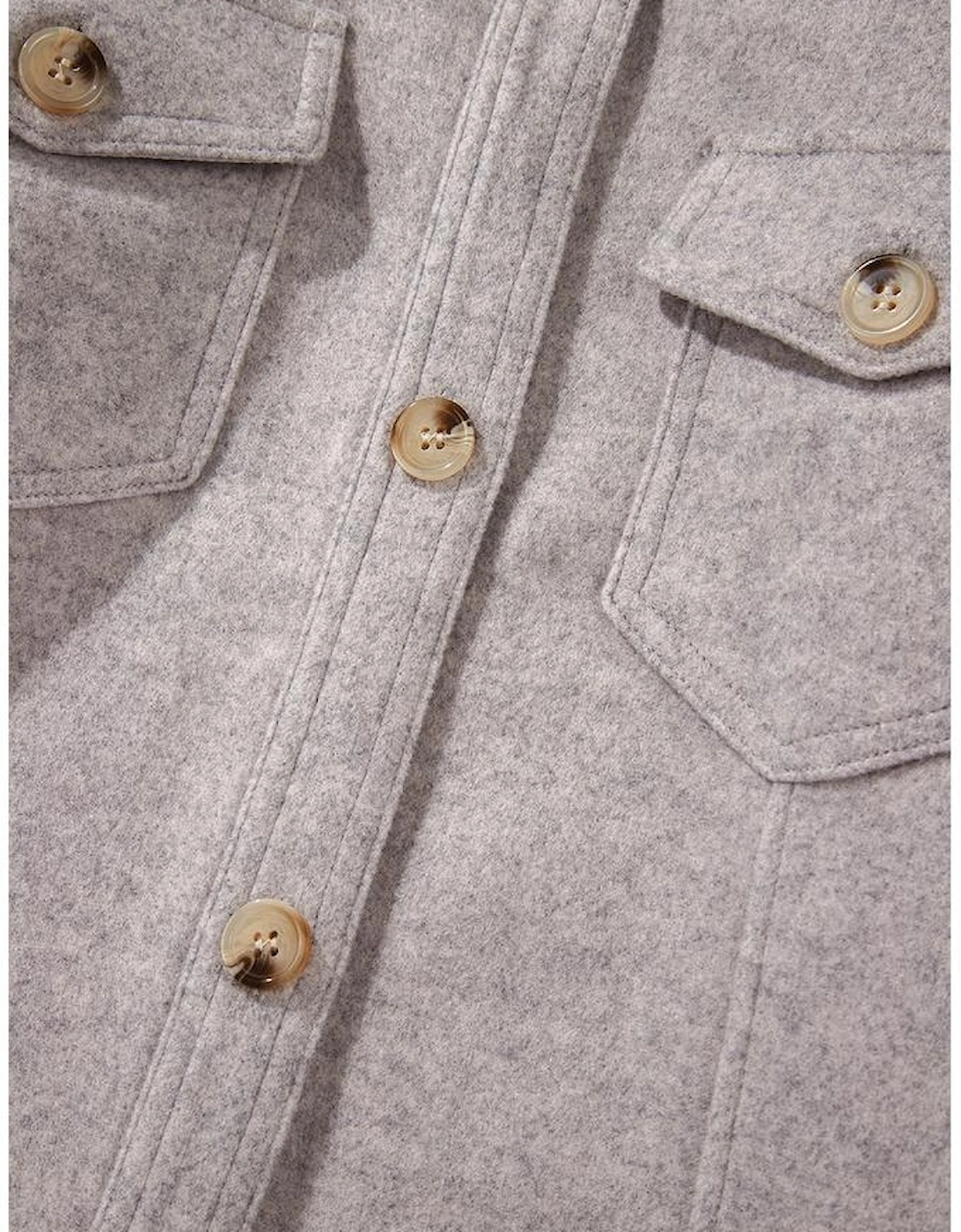 Light Grey Turn Down Collar Flap Pockets Buttoned Shacket, 13 of 12