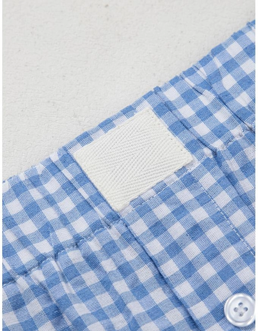 blue Red Plaid Gingham Printed High Waist Shorts