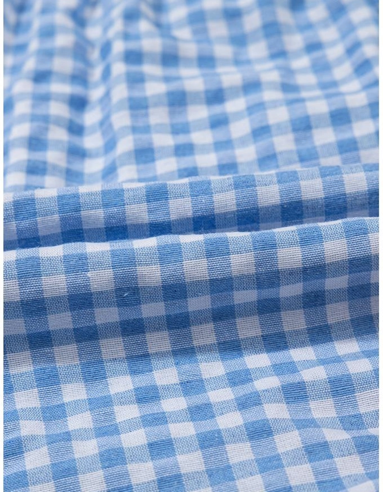 blue Red Plaid Gingham Printed High Waist Shorts