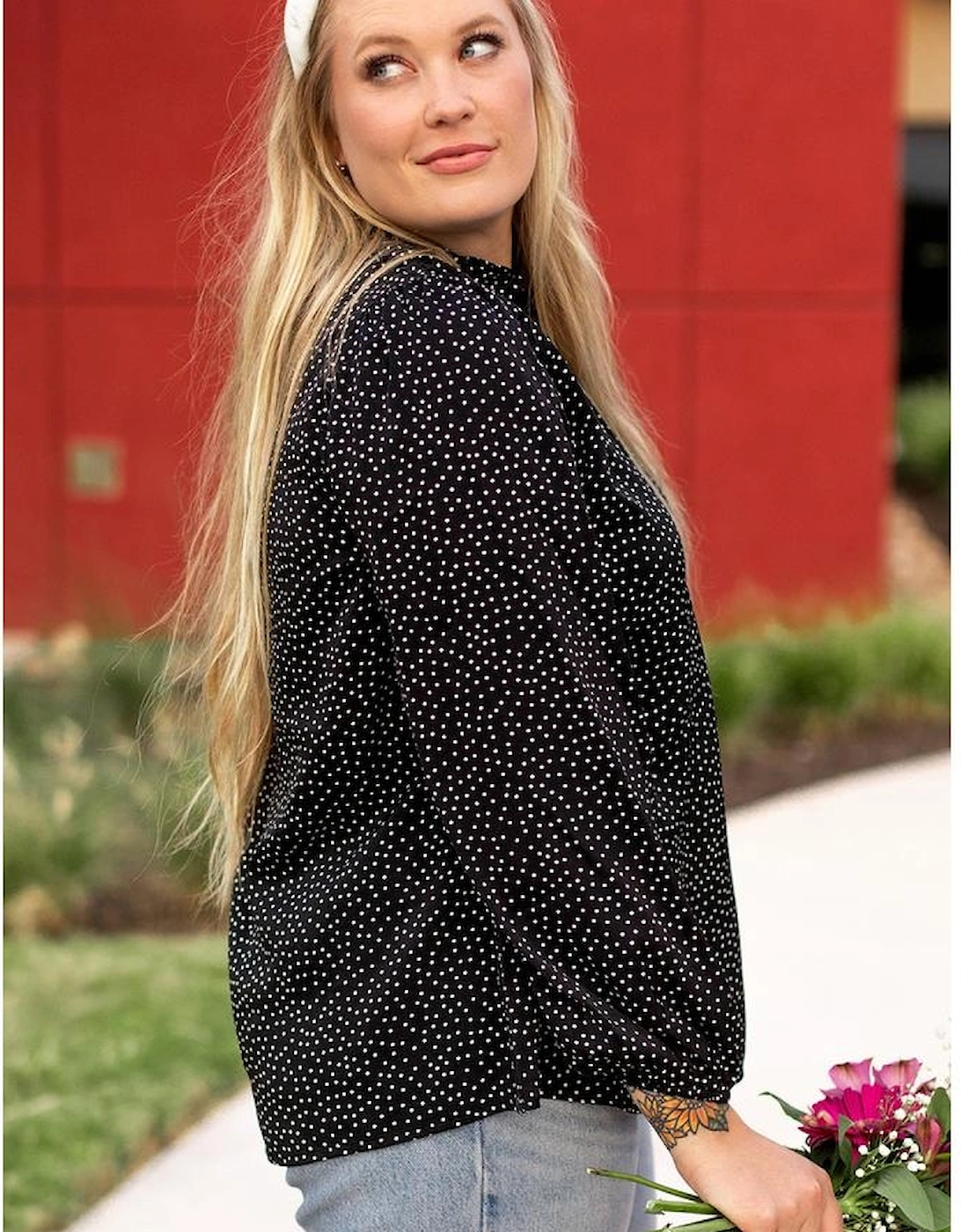 Black Plus Size Leopard Print Notch V Neck Blouse, 12 of 11