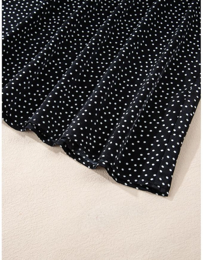 Black Plus Size Leopard Print Notch V Neck Blouse