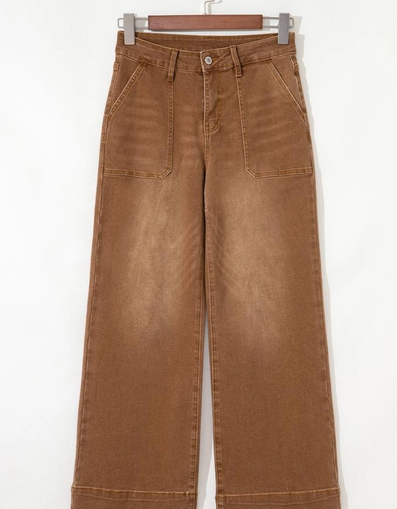 Breen Cropped High Rise Wide Leg Jeans