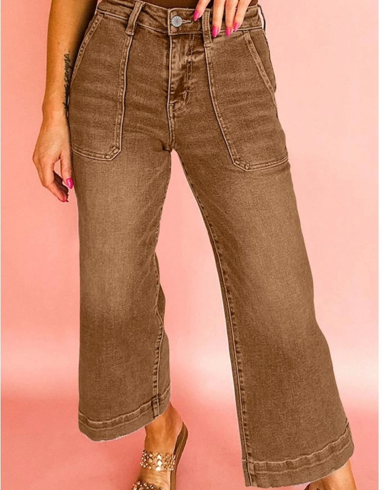 Breen Cropped High Rise Wide Leg Jeans