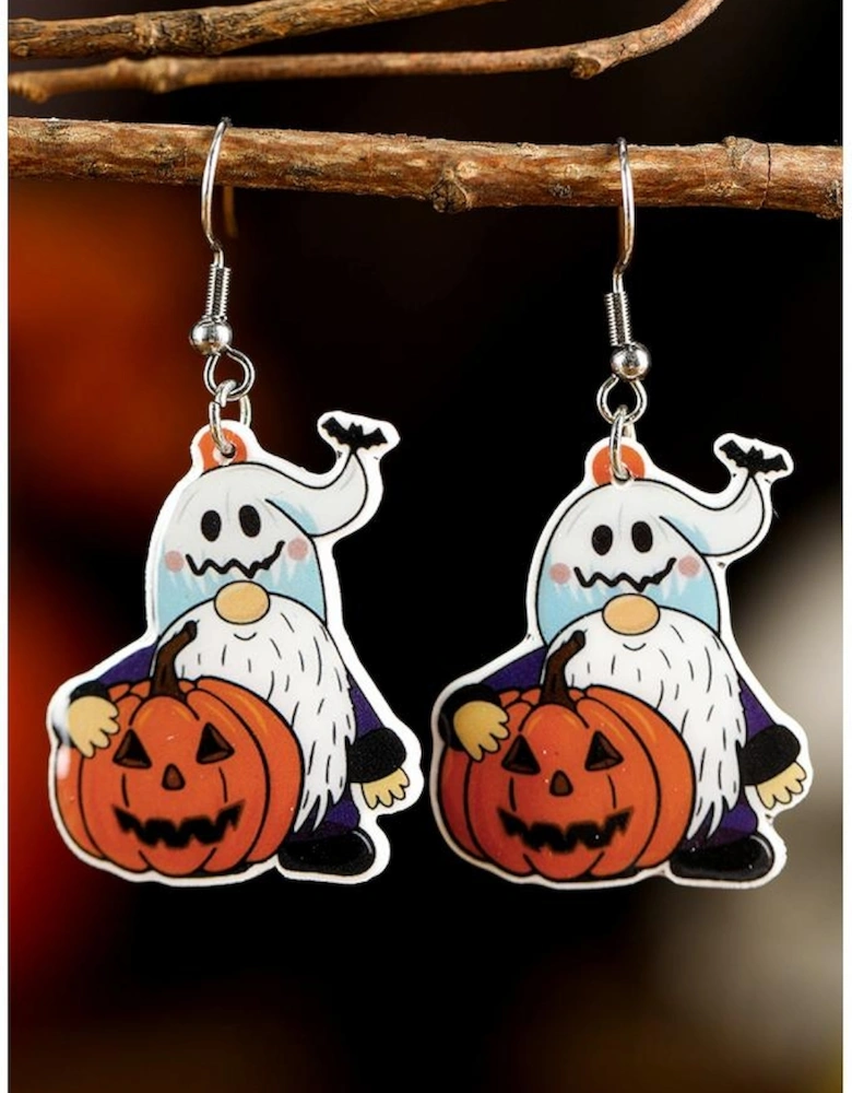 White Dwarf Pumpkin Face Halloween Hook Earrings