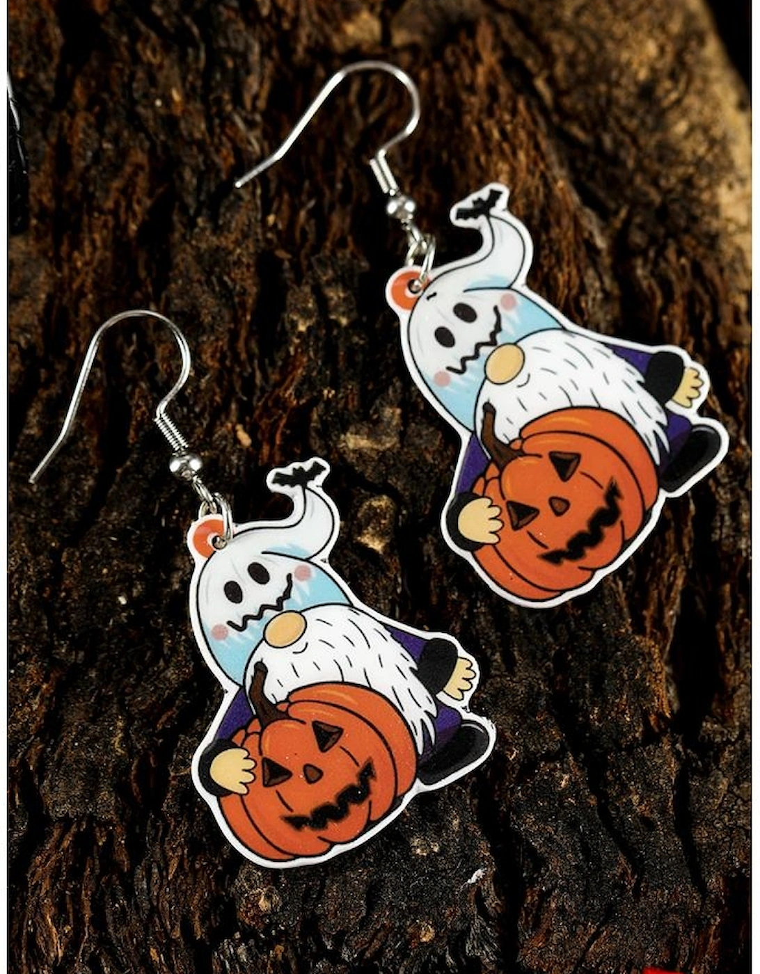 White Dwarf Pumpkin Face Halloween Hook Earrings