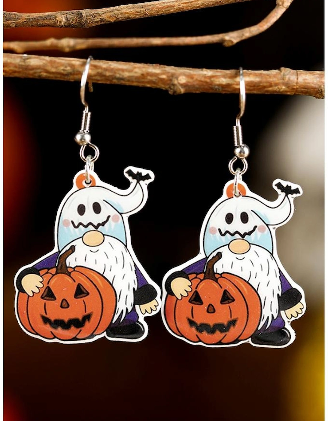 White Dwarf Pumpkin Face Halloween Hook Earrings