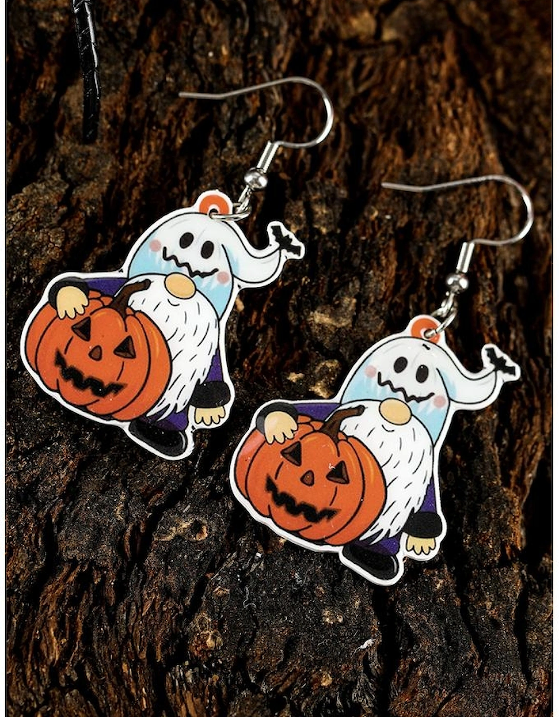 White Dwarf Pumpkin Face Halloween Hook Earrings