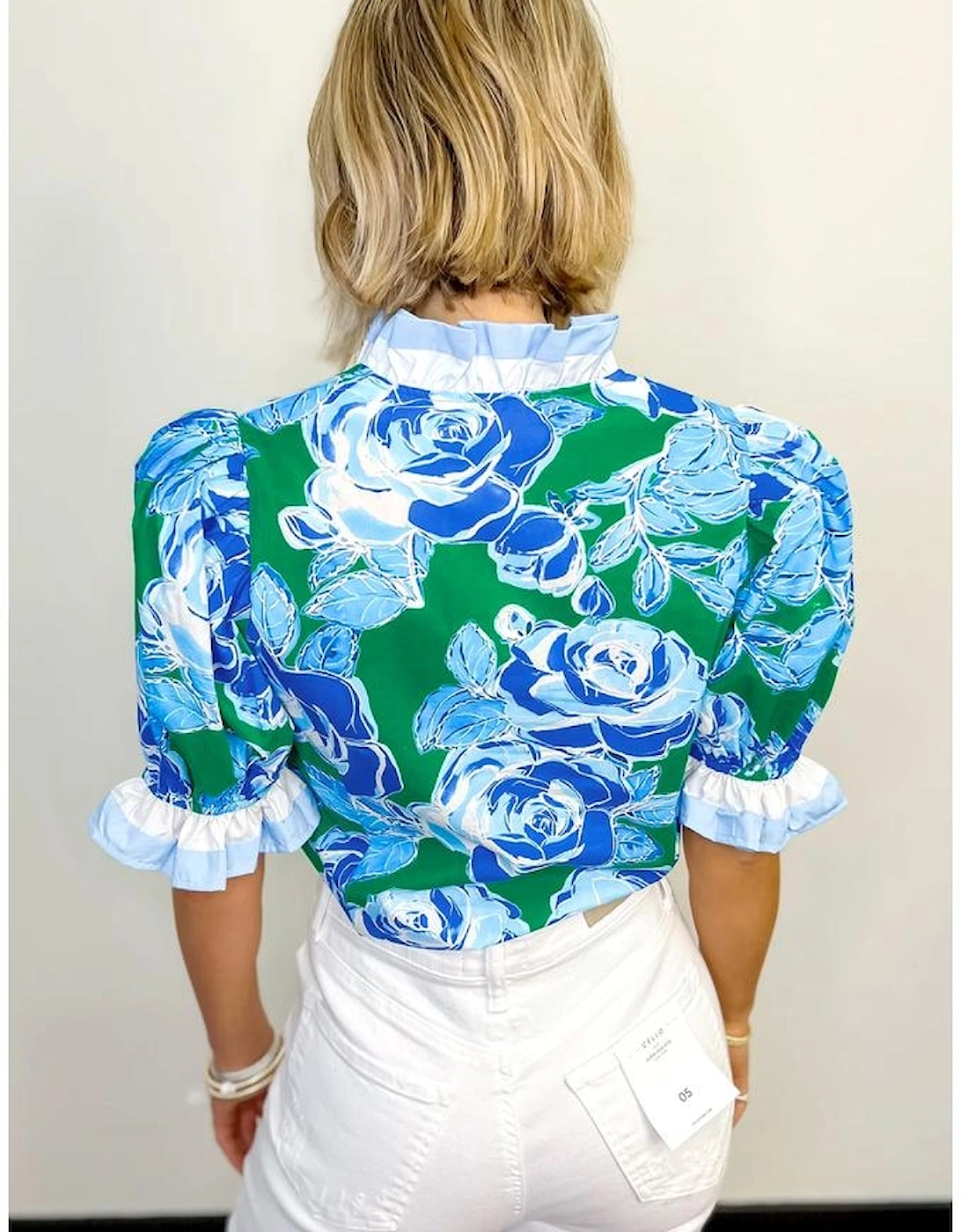 Bright Green Floral Frilled V Neck Short Sleeve Blouse Top, 13 of 12