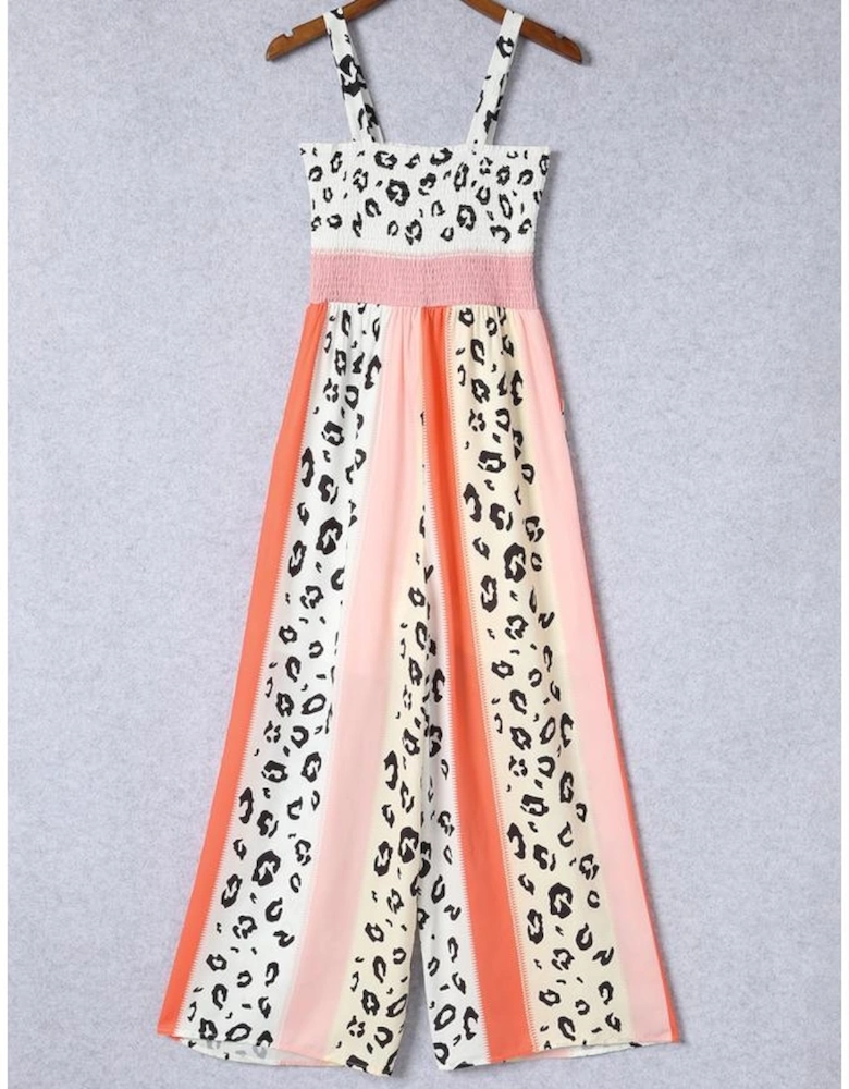 Azura Exchange Leopard Print Mix Pocketed Jumpsuit